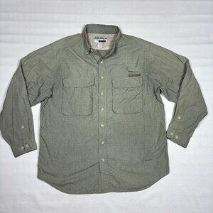 ExOfficio Bizz Off Insect Shield Repellent Green Long SleeveButton Shirt Mens M
